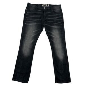 Evolution In Design Men  Jeans 40x32 Faded Black Whiskered Stretch Straight Leg